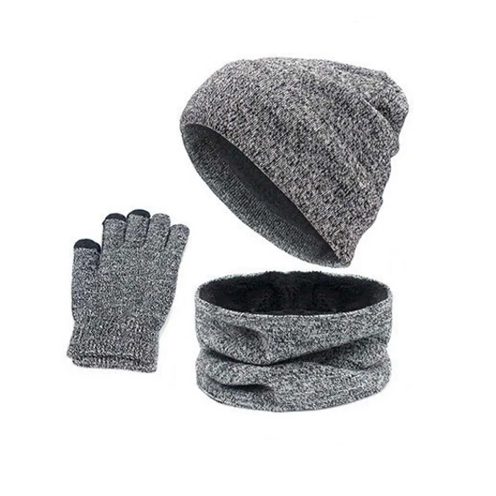 3 шт./компл. шапка и шарф осень-зима для маленькой девочки вязаный Сенсорный экран перчатки унисекс с каймой, для катания на лыжах, шапка теплая аксессуары - Цвет: 2