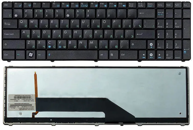 Клавиатура для Asus K50 K51 K60 K62 K61 X5D X51 X70 K70 K72 Series p/n: 04GNV33KUS04-3 04GNV91KRU00-1 04GNV91KRU00-2 |