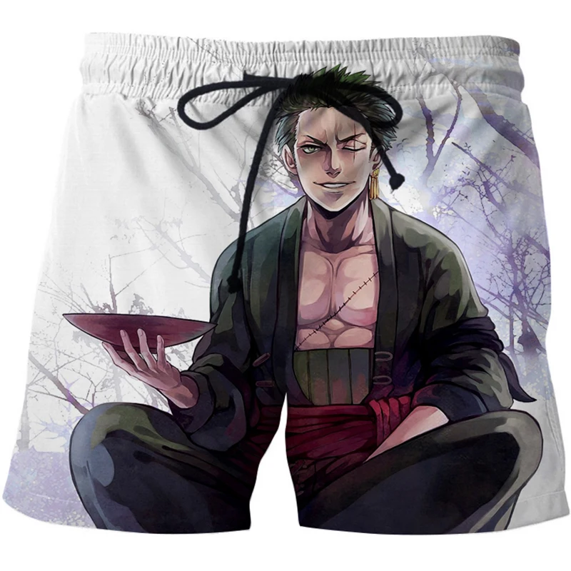Pantalones cortos de playa de una pieza para hombre, traje de baño deportivo de estilo Anime, bañadores cortos de hip hop