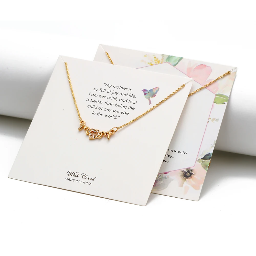 Открытка желаний, ожерелье с подвеской мама, модное золотое ожерелье желаний, женское ювелирное изделие, подарки для мамы CN292