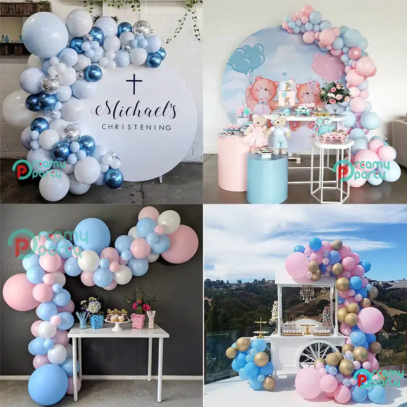 blue and pink baby shower decorations