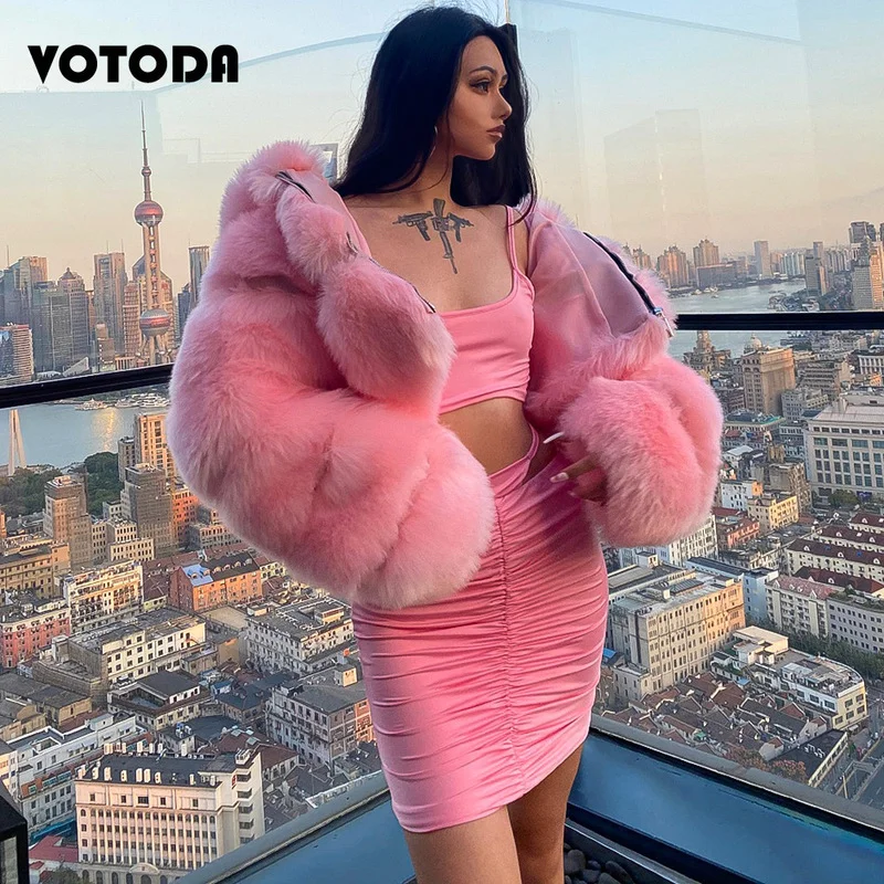 High Quality Furry Cropped Faux Fur Coats and Jackets Women Fluffy Top Coat with Hooded Winter Fur Jacket Manteau Femme