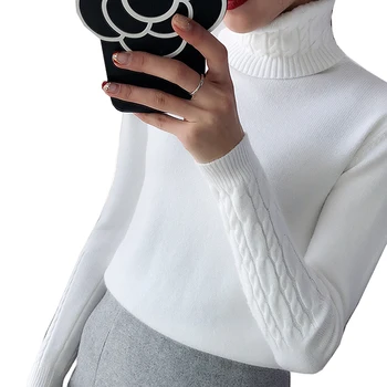 

Thick Winter Sweater Women Knitted Ribbed Pullover Sweater Long Sleeve Turtleneck Slim Tricot Jersey Jumper Soft Warm Pull Femme