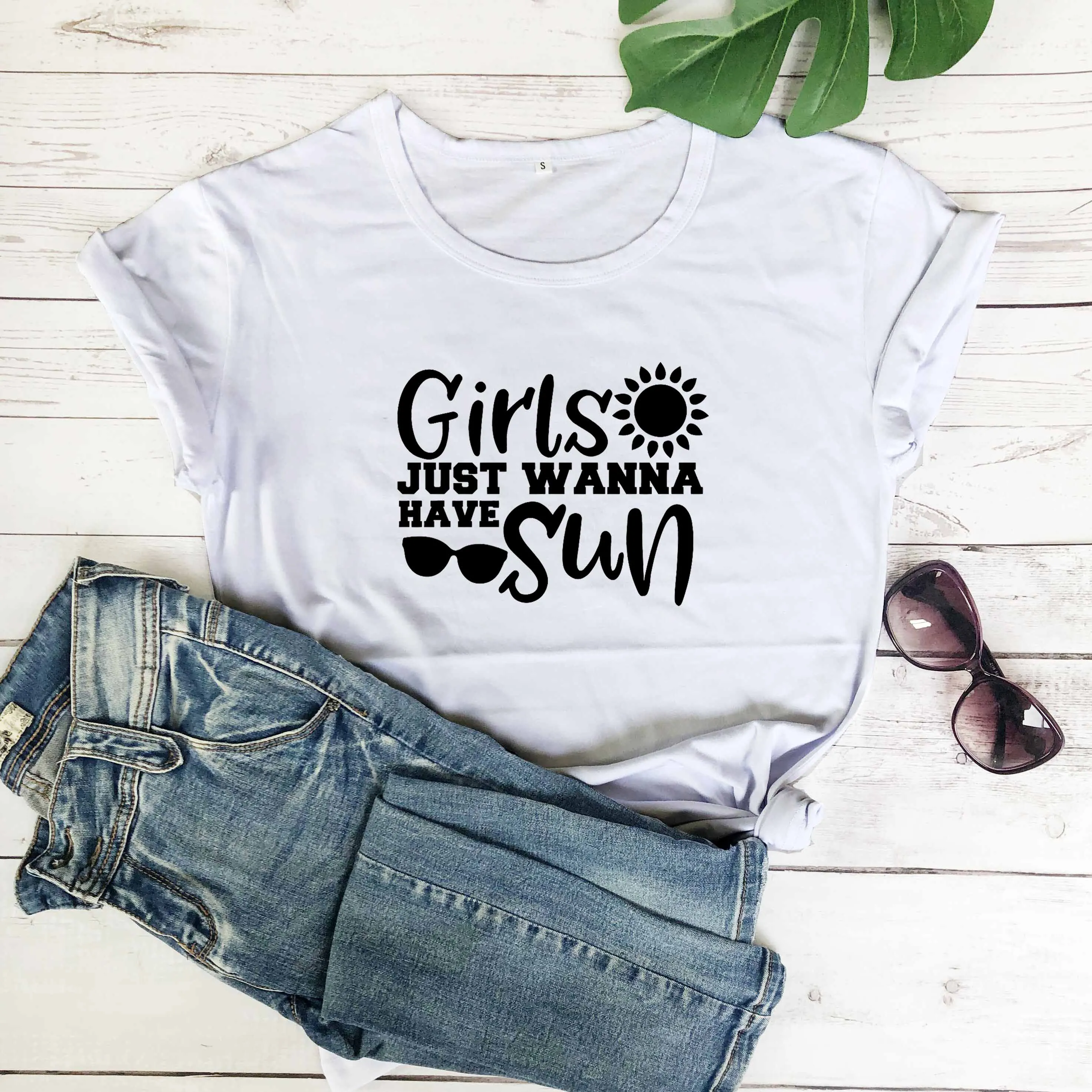 Женская футболка с принтом Just Wanna Have Sun модные летние хипстерские футболки