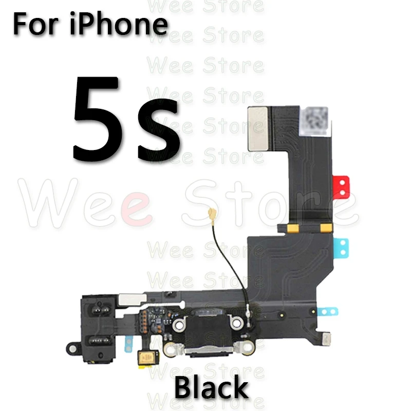 For iPhone 5s Black Высокое качество нижний USB зарядное устройство микрофонный порт док-станция зарядный гибкий кабель для iPhone 6 6s Plus 5 5S SE док-разъем гибкий - Цвет: For iPhone 5s Black