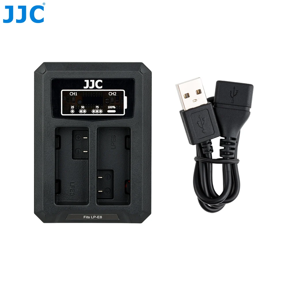 JJC USB двойное зарядное устройство для Canon LP-E8 LPE8 на камеру Canon EOS Rebel T5i T4i T3i T2i 700D 650D 600D 550D заменяет LC-E8C - Цвет: DCH-LPE8UE