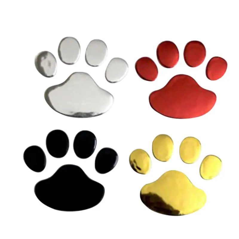 

2Pcs/Set Car Sticker Cool Design Paw 3D Animal Dog Cat Bear Foot Prints Footprint Decal Car Stickers Silver Gold Red