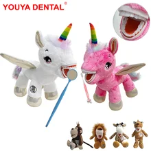 

Dentistry Dental Plush Toys For Kids Cute Unicorn Plush Doll Toy Stuffed Tiny Lion Monkey Giraffe Animal Soft Dolls Dentist Gift