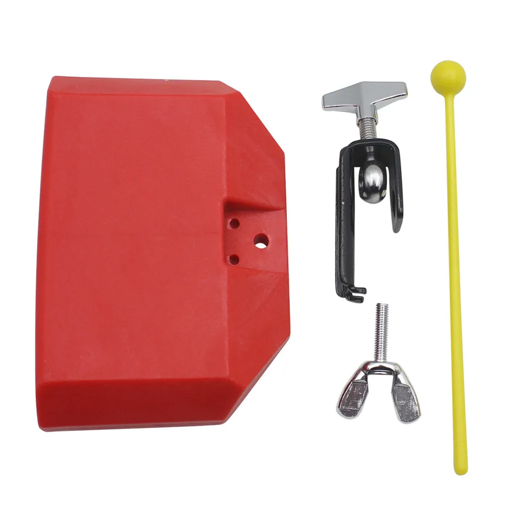 Portable 2Pcs Plastic Cow Bell with Sticks Mallets Musical Instrument for Cowbell Holder Stand Red & Blue