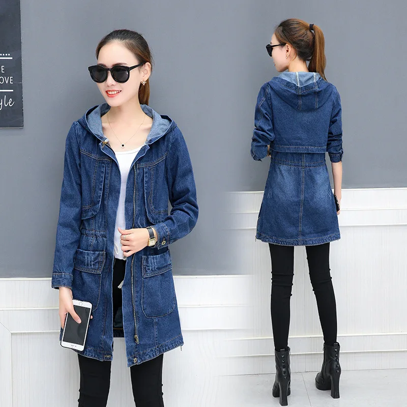 

Jeans Coat Women's Mid-length Students Autumn Versatile Extra-large And Obesity Size Cowboy Clothes Fashion