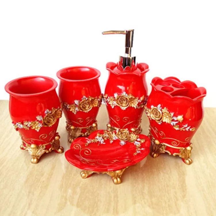 Home Decoration Wedding Couples Bathroom Accessories Set 5PCS Suit Bathroom Kit Newly Married