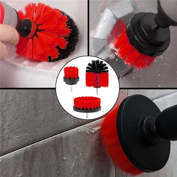 

Tiles Brush Showers Equipment 3pcs Bathroom Cleaning Tool Kit Nylon Red