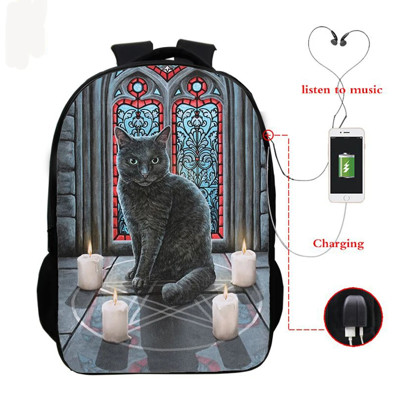 

NEW School Backpack for Teenagers Girls Boys Daypack Bookbag Funny Cat Men Travel Bags Bolso Mochila Mujer Usb Charging Bagpack