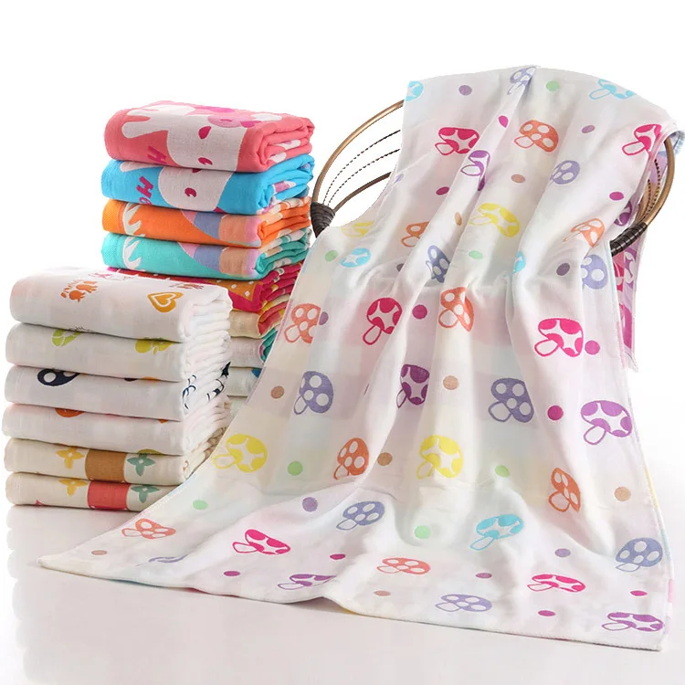 

70*140cm Pure Cotton Three Layer Gauze Baby Bath Towel Baby Summer Thin Quilts Air Conditioning Blanket Newborn Stroller Cover