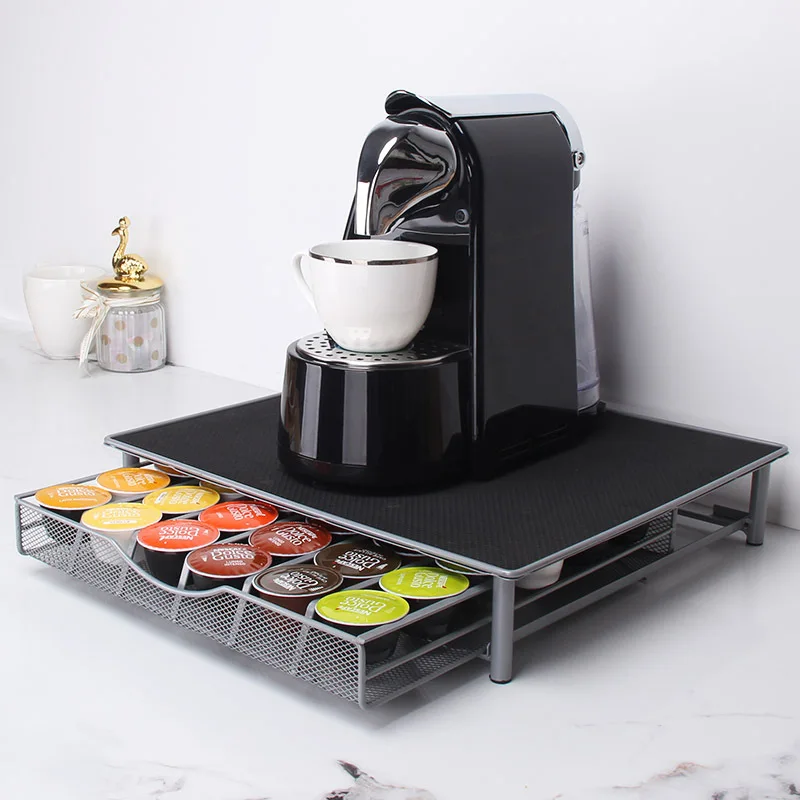 Metal Coffee Pod Holder Iron Chrome Plating Display Capsule Rack Stand Storage Shelves For Dolce Gusto Capsule