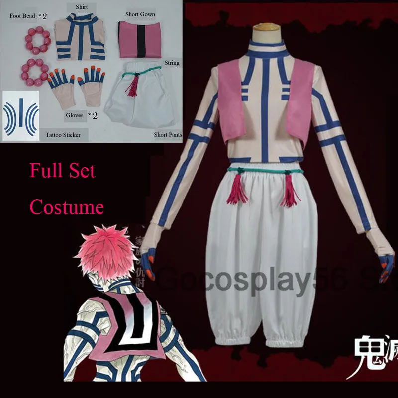 Kimetsu no Yaiba Akaza, парик для косплея, Demon Slayer, розовый, красный, синтетические волосы для взрослых, косплей, костюм, набор