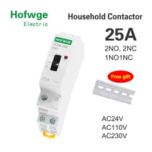 HCH8-25M 2P 25A 220V Din Rail Household AC Modular Contactor With Manual Control Switch 2NO 1NO1NC or 2NC