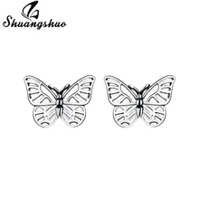 Yeni moda Vintage Metal içi boş kelebek damızlık küpe kadın kızlar için sevimli hayvan kulak Piercing Retro kız arkadaşı parti hediyeler(China)