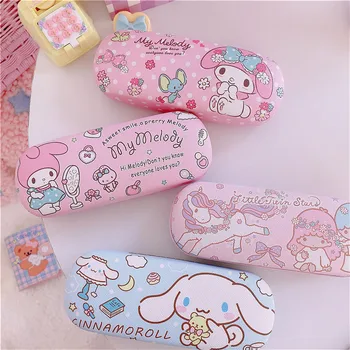 

New Melody Cinnamoroll Handmade Leather Myopia Glasses Box Contact Lens Box Fashionable flower Sunglasses Box Fittings