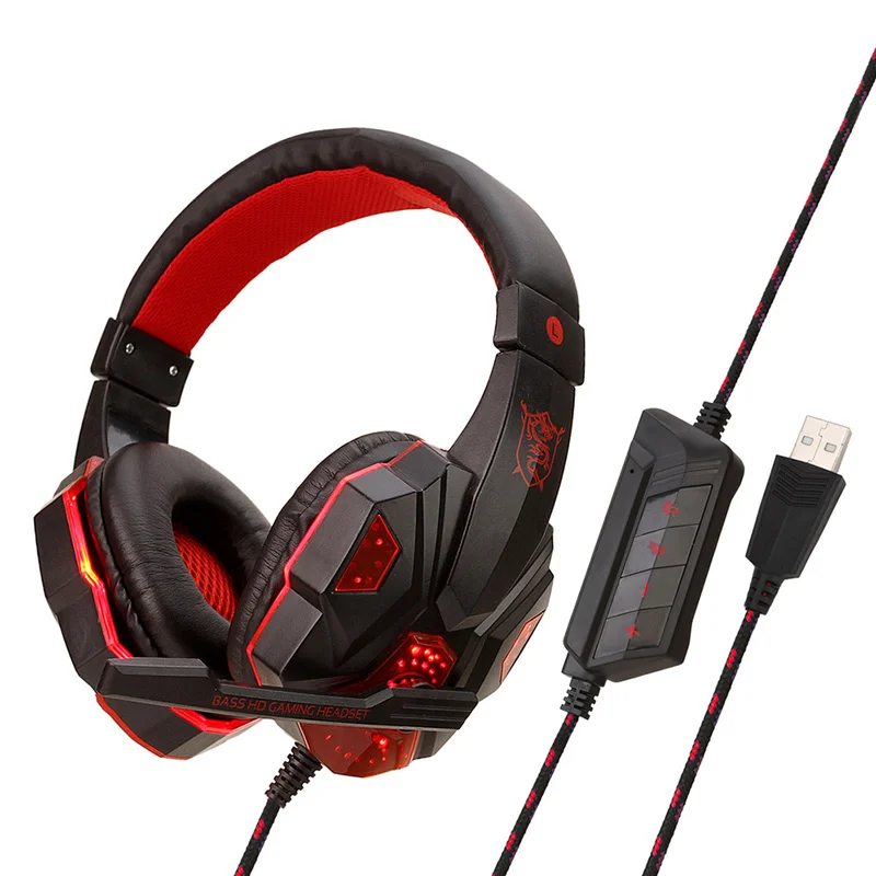 Стереонаушники Deep Bass игровые наушники большие с подсветкой и микрофоном для ПК