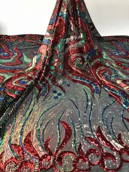 

2020 African Tulle Lace Fabric High Quality Nigerian Sequins Ghana Lace Stretch Net Lace Fabric For Woman Evening Party Dress