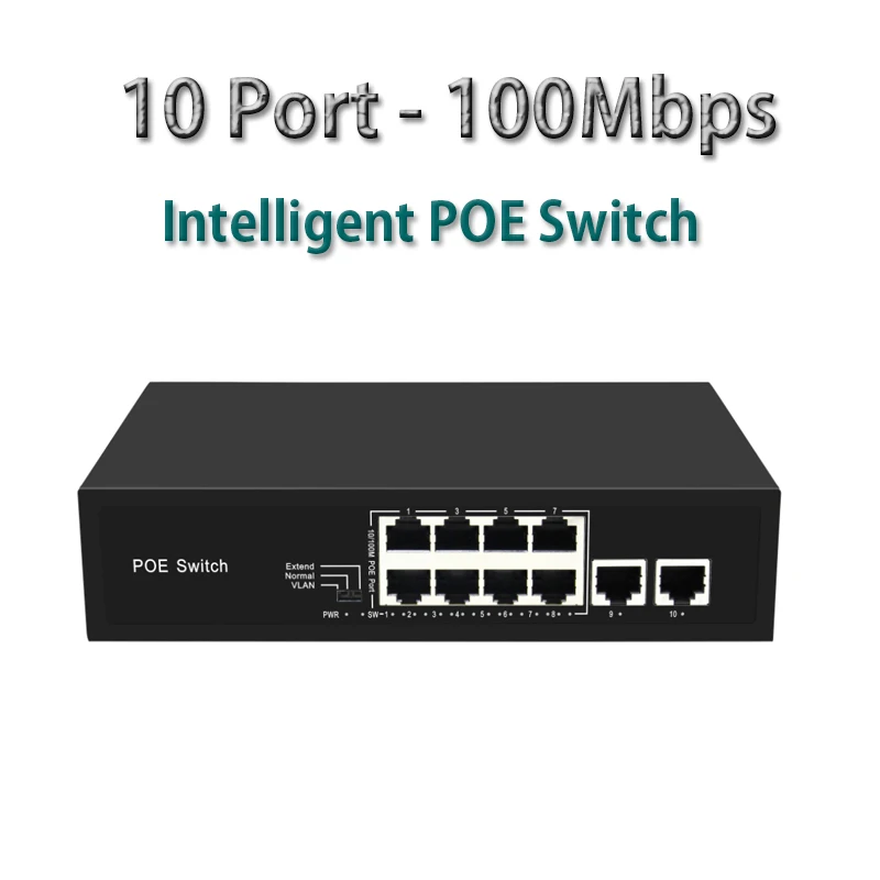 IEEE802.3at/af 10+2 Ports 48V 140W PoE Ethernet Switch 6 8 CH for IP Camera NVR