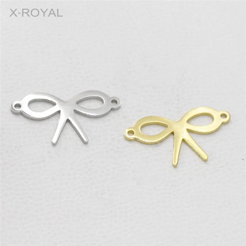 

X-ROYAL 10Pcs/lot Geometric Bowknot Bracelet Charm Connectors Stainless Steel DIY Jewelry Findings Necklace Pendant Connectors