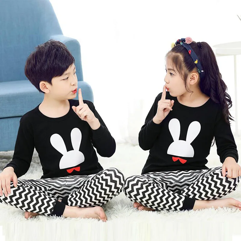 Kids Boys Girls Clothes Baby Pajamas Autumn Long Sleeve Set Cartoon Rabbit Unicorn Children's Sleepwear Winter Pyjamas Kids - Цвет: Y-19