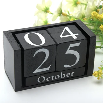 

Gifts Desk Decoration Planner Month Date Display Desktop Home Office Decor Wood Calendar Reusable DIY Living Room Wood Block