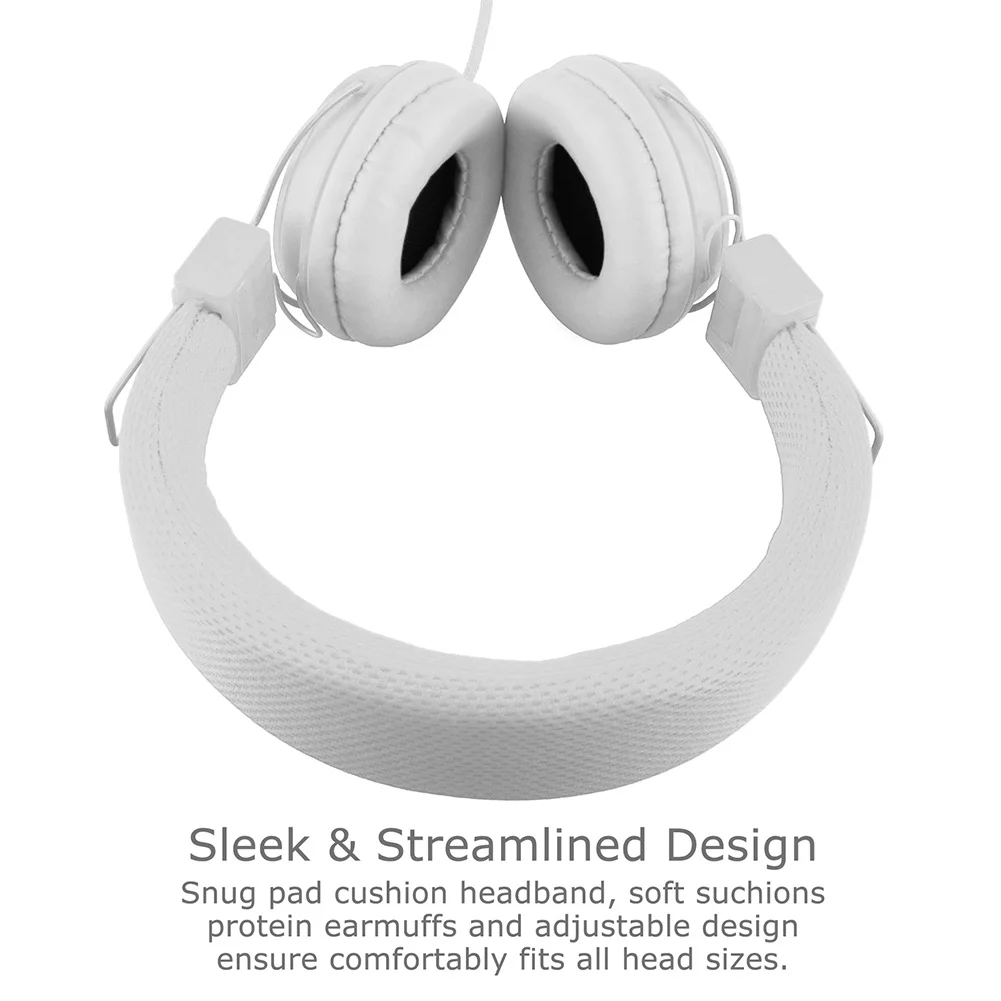 Foldable Wired Cord On Ear Kids Children Stereo Headphones Adjustable Built in Mic Headset E H004
