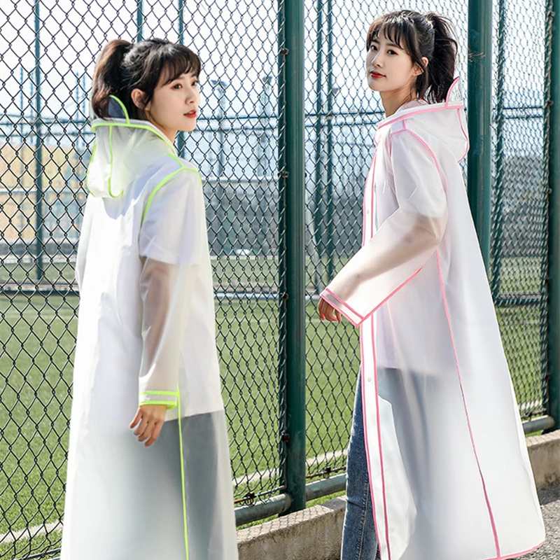 Fashion Women Transparent EVA Clear Raincoat Man Travel Waterproof Rainwear Adult Poncho Outdoor Rain Coat Long Raincoat waterproof raincoat