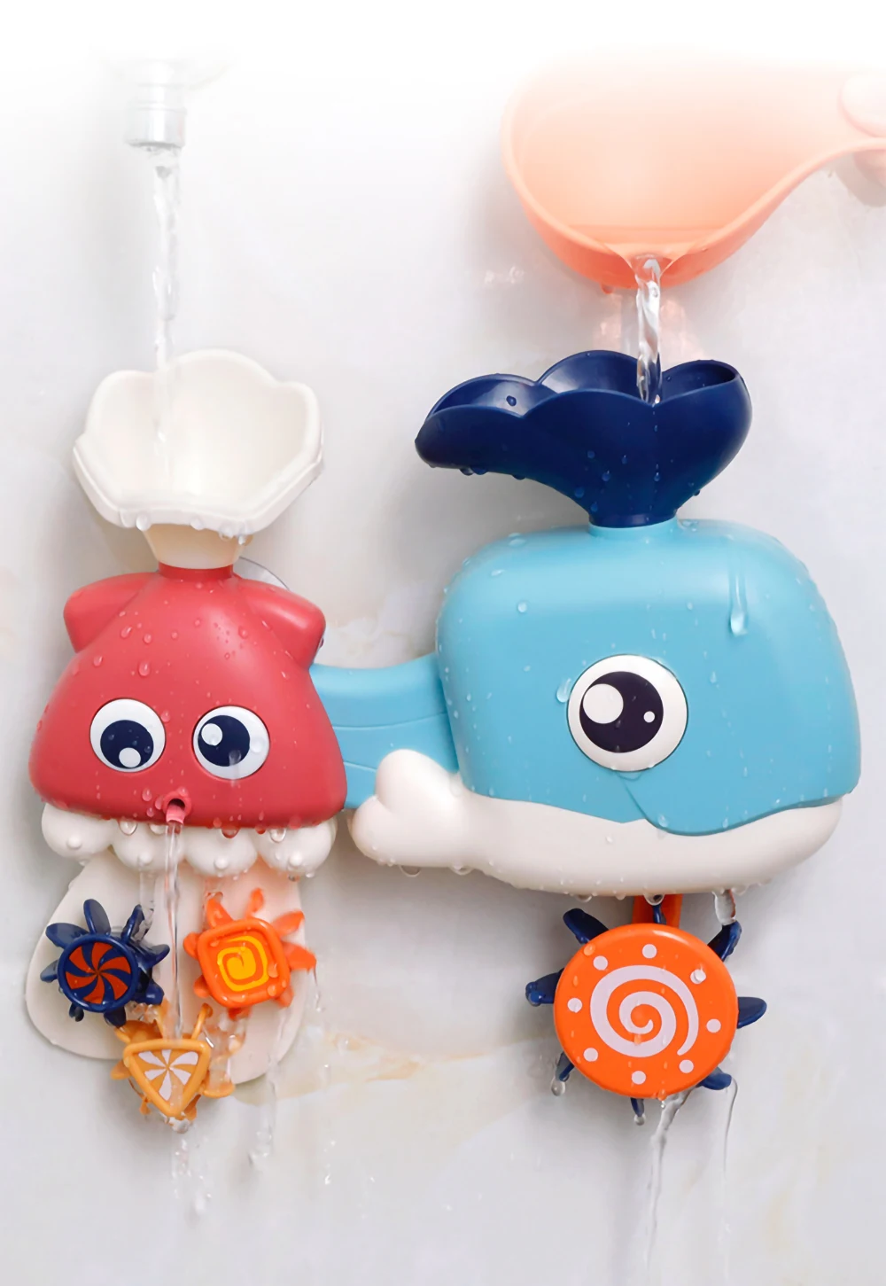 Новая игрушка осьминог для игры в воду, Океанский поворот, Детская ванная комната, Кит, водяная мельница, душ, детский игровой спрей для воды, интересная игрушка для ванны
