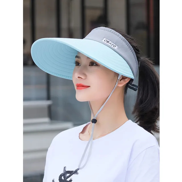 2021 NEW women summer sun visor wide-brimmed hat beach hat adjustable UV protection female cap packable pure cotton caps 2