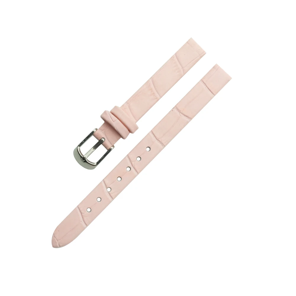 8 мм 10 мм черный маленький размер браслет качество Натуральная кожа ремешок для часов ультра тонкий для женщин часы ремешок+ инструмент - Цвет ремешка: Розовый