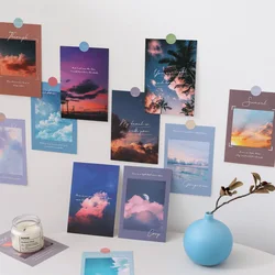 Ins – carte postale décorative de nuages de ciel artistique, autocollant mural coloré de lever et coucher du soleil, aube et crépuscule, décoration de maison, Diy bricolage, 15 feuilles 