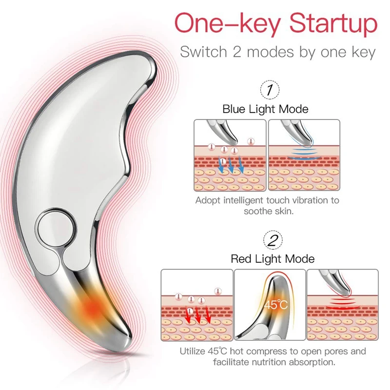 Массажер для глаз 45 ℃ тепло и вибрация, массажер для лица Gua Sha соскабливающий массажный инструмент для анти-старения против морщин, подтяжка лица