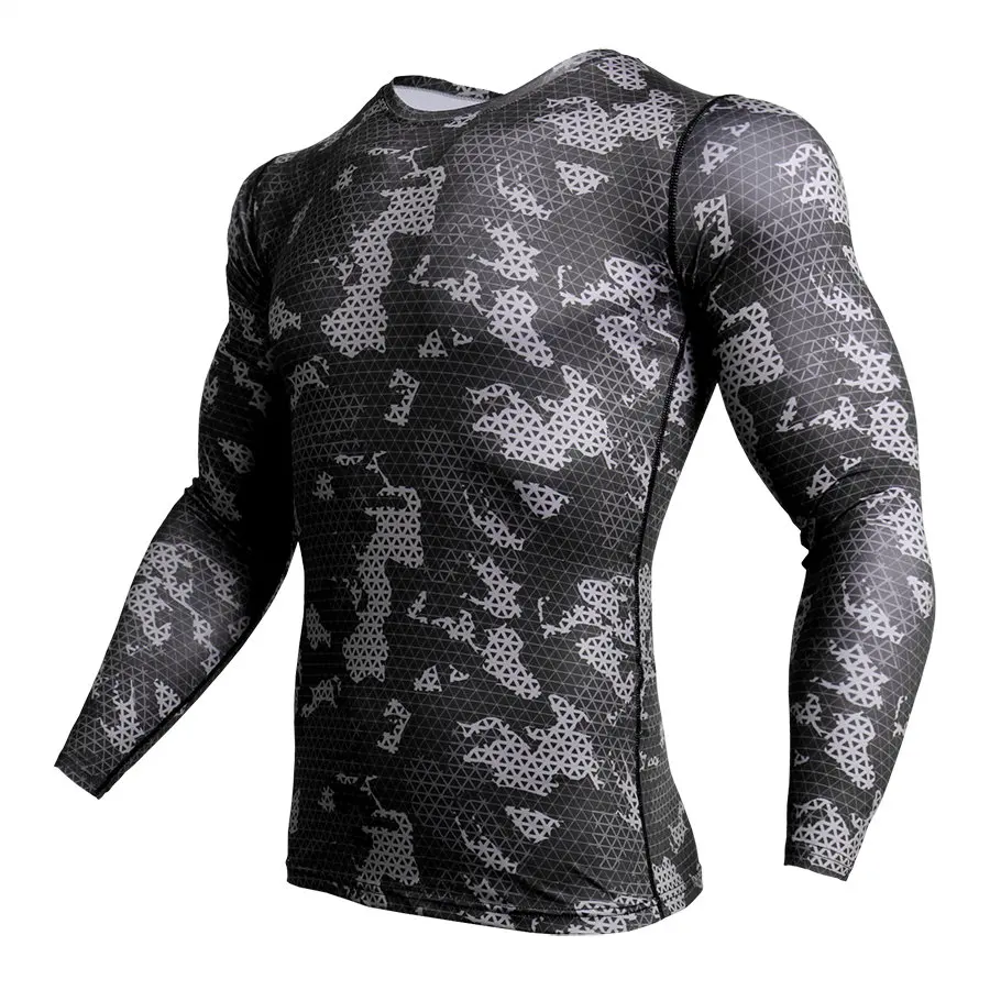 Компрессионная рубашка, Спортивная Мужская s, для бега, трико, рубашки для фитнеса, майки для мужчин, для спортзала, бодибилдинга, быстросохнущие, тянущиеся топы, камуфляжные футболки