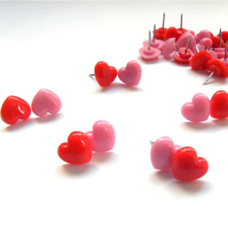 Push Pins 50 Pcs Heart-shaped Markers Drawing Photo Wall Studs Cork Board Thumbtack Office School