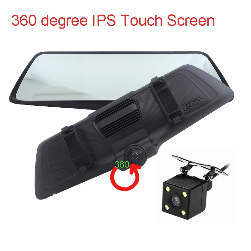 360 градусов Автомобильный видеорегистратор рекордер ips сенсорный экран HD экран Автомобильный видеорегистратор Камера с двойным
