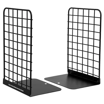 

Creative Metal Grid Bookend, Stylish Book Holder for Desktop Organizer Storage, Modern Design Book Stand for Home Office Decorat