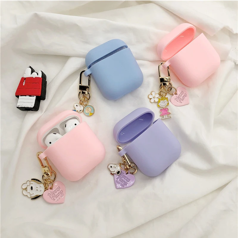 Силиконовый чехол с милой собачкой из мультфильма для Apple Airpods, чехол, аксессуары для наушников с Bluetooth, защитное декоративное кольцо для ключей
