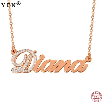 

YFN 925 Sterling Silver DIY Name Necklace Pendant Personalized Letter Necklace Name DIY Necklace Customize Name Necklace Jewelry