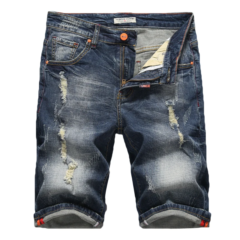 

2020 Summer New Men's Short Ripped Jeans Fashion Casual High Quality Retro Elastic Denim Shorts Male Brand Clothes Size 28-40
