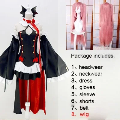 Clothes with Wig Горячая аниме последний Серафим(последний Серафим: Вампирское Царство) Krul Tepes косплей костюм высокое качество Униформа платье полный комплект - Цвет: Clothes with Wig