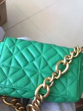Bolso de hombro con cadena de cuero sintético para mujer, cartera de mano de piel sintética suave, diseño de marca, informal, verde, de alta calidad