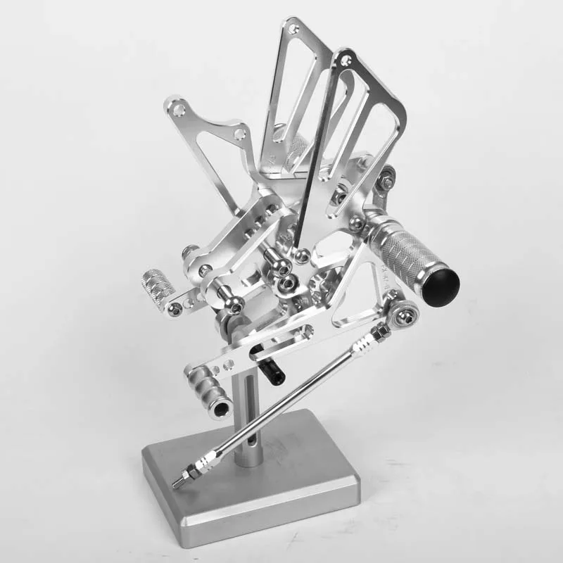 SMOK педаль мотоцикла для Suzuki GSXR 1000 2007 2008 алюминиевый сплав Rearset подножки черный серебристый красный синий золотой зеленый - Цвет: Серебристый