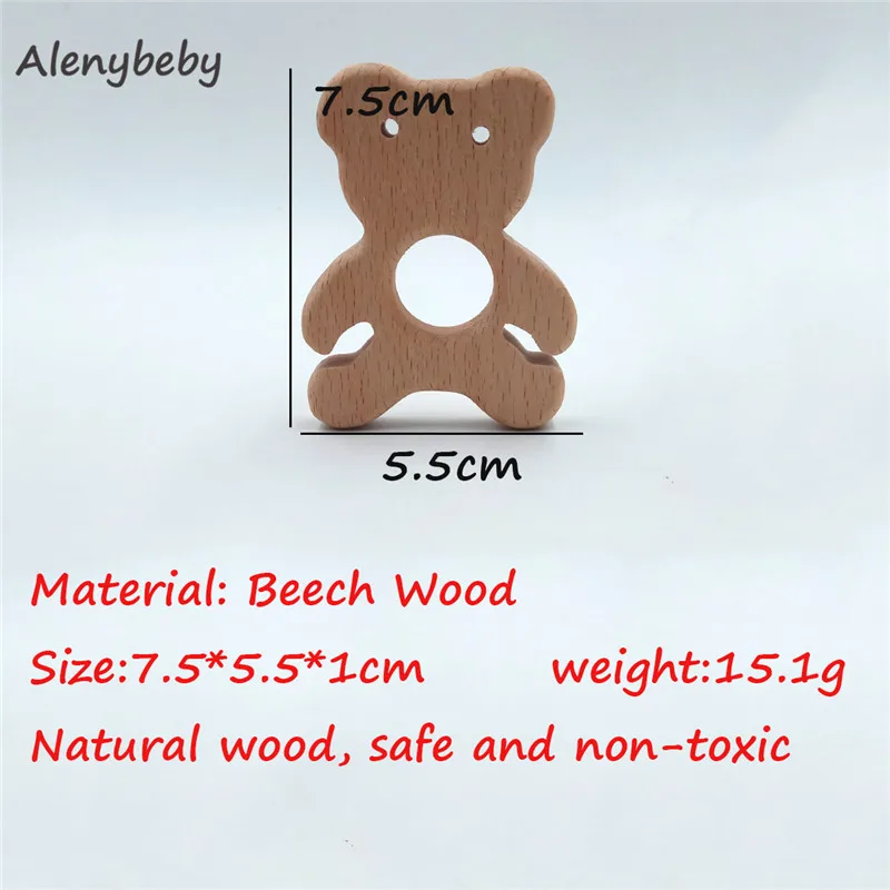 Bear-50pcs 50 шт. Натуральный Бук деревянный Прорезыватель натуральные ручной работы деревянные Прорезыватели DIY деревянные персонализированные подвесные Экологичные детские игрушки - Цвет: Bear-50pcs