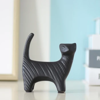 

Ceramic Cat Figurine Matte Black Color Mini Camel Sculpture For Home Decoration Simple Design Animal Statues Room Decor New