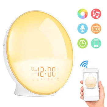 

Bedside atmosphere table lamp wake-up lamp alarm clock simulation sunrise and sunset sleep lamp wake-up lamp with WIFI