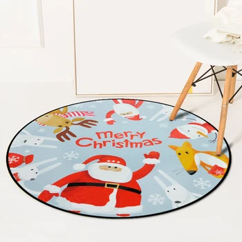 

Round Carpet Santa Claus Designs Rugs Cartoon Waterproof Crawing Mats for Kids Bedroom Christmas Decorative Carpets